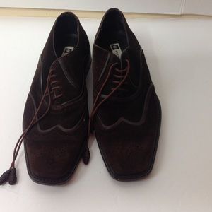 Bachrach Brown Suede Shoes Wingtip Barogue Derby